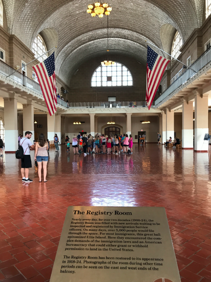 The Immigrant Registry Room on Ellis Island